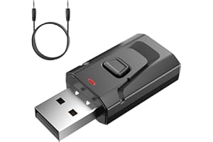 INAJOKE Adaptateur Bluetooth USB 5.0 2-en-1 (émetteur et récepteur), Audio stéréo sans Fil avec Prise Jack 3,5 mm pour TV, PC, Voiture, Enceintes, Casque, Mains Libres, sans Latence