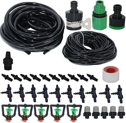 High Power Misting Cooling System with Rotating Heads For Outdoor Patio Garden Greenhouse Reptile Mosquito Prevent - 5 Pack of Misting Nozzles and 5 Pack of Rotating Heads