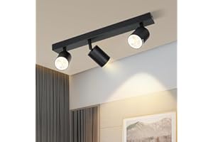 ‎HOMEFIRE Homefire Deckenstrahler 3 Flammig Flurlampe Schwarz - GU10 Deckenlampe 350° Schwenkbar Strahler Spots Deckenleuchte Flur Lampe Decke für Küche Wohnzimmer Schlafzimmer Ohne Leuchtmittel