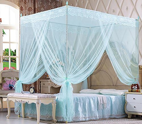 Gift ! Princess Four Corner Post Bed Canopy Mosquito Netting Canopies(Not Include Bed Frame)(Green, King)