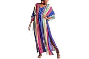 Bsubseach Caftan Femme Robe Plage Grande Taille Longue Kaftan D'été Boubou Djellaba Tunique Cache Maillot
