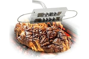 YUEWO BBQ Brandeisen mit wechselbaren Buchstaben - Fleischstempel für den GrillPersonalisiert mit Namen-Brenneisen - Grillzubehör - Holzgriff - Fleisch-Branding - Grill-Werkzeug
