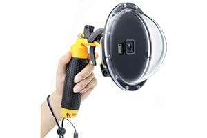 GEPULY Porta a cupola per GoPro Hero 7 nero/argento/bianco, Hero 6 Black, Hero 5 Black, Hero 2018, obiettivo con alloggiamento impermeabile e impugnatura galleggiante per fotografia subacquea