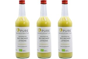 Concentré de Gingembre Bio - un concentré de base de haute qualité issu de gingembre péruvien bio contrôlé- sans additifs, sans sucres (3x500ml)