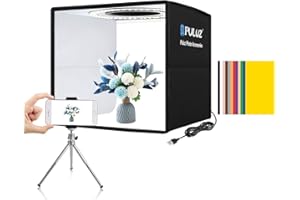 PULUZ Mini Caja Fotografia con luz 25x25cm, Set de Estudio fotográfico Plegable portátil con CRI >95, 96 Luces LED y 6 Tipos de Fondos de Color de Doble Cara para fotografía de Productos pequeños