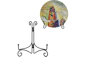 HOPEME 6 Inch Plate Stands for Display, Collapsible Metal Plate Easel, Black Iron Stand Photo Holder for Wedding Place Card, Decorative Plates, Picture Frame, Artwork and Album Card (6 Inch, 1 Pack)