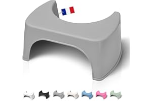WELL CARE Tabouret de Toilette Physiologique Gris - Fabriqué en France en Plastique Recyclé - Marche Pied WC pour Adulte - Petit Banc Repose Pied pour Adopter la Position Squatty Anti Constipation