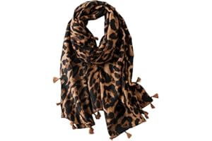 KRUIHAN Wzór panterki damski szal zimowy - Pashmina jedwabny szalik, miękka chusta na pelerynę, elegancka długa akcesoria ślubne, prezenty dla kobiet, Styl B brązowy, jeden rozmiar