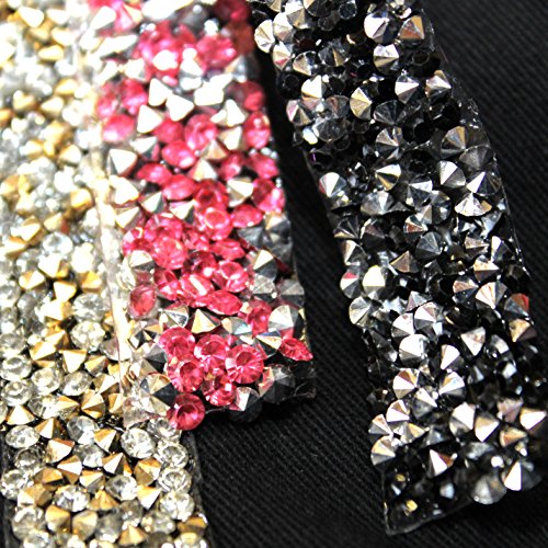 Band Strass Schwarz und Silver Kleber Radierer zum Aufbügeln 45 cm 1,5 cm Bling Custom - 7