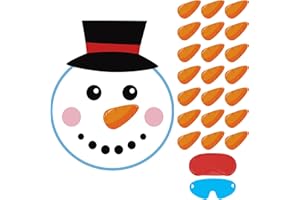 Hxezoc Pin the Nose On The Snowman with 20pcs Carrot Nose Stickers Christmas Party Games Xmas Party Favor Supplies for Kids Adults