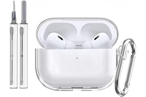 BoerHang Etui kompatybilne z Airpods Pro 3, proste, odporne na wstrząsy TPU [widoczność przednia dioda LED] z narzędziami do czyszczenia kompatybilna z AirPods Pro 3. przezroczysty karabińczyk