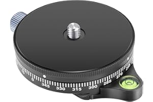 Neewer Camera Panoramic Panning Base with Style Plate, 3/8-inch Screw Aluminum Alloy Panorama Ball Tripod Head with Bubble Level for Tripod Monopod DSLR Cameras, Load Capacity 22 LBS