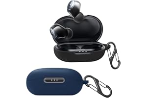 easyBee Etui na słuchawki kompatybilne z Soundcore Space A40 [z 2 karabińczykami], płynne silikonowe etui, ultracienkie, odporne na uderzenia, etui ochronne Bluetooth, czarne i niebieskie