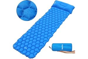Deeplee Camping Mat, Self Inflatable Sleeping Mat with Pillow, Ultralight Camping Bed Camping Roll Mat Sleeping Pad for Outdoor Backpacking, Camping, Hiking