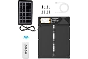 JAOGAUS Puerta automática de gallinero Solar, abridor de Puerta eléctrico para gallinero, con Pantalla Impermeable, con diseño antipellizco, con Sensor de luz, con Control Remoto, con temporización
