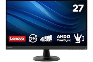 Lenovo D27-45 Monitor - Display 27 pollici FullHD (1920 x 1080, VA, Bordi Ultrasottili, AMD FreeSync, 4ms, 75Hz, Cavo HDMI, Input HDMI + VGA) - Raven Black - Esclusiva Amazon