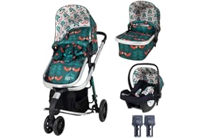 Cosatto Giggle 3 in 1 Travel System, Birth to 18kg, Pram, Pushchair, Carrycot & Hold 0+ Car Seat, Lightweight, Compact & Easy Fold Includes Free Raincover (Fox Friends)