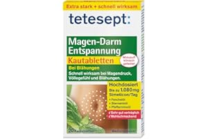 ‎TETESEPT tetesept Magen-Darm Entspannung Kautabletten - mit Kräutergeschmack – Medizinprodukt zur Anwendung bei Blähungen, Völlegefühl & Magendruck - hochdosiert mit Simeticon – 1 x 20 Stück