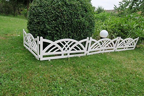 Französisches Flair im Garten mit diesem Zaun in weiß im Set zu 2,40 m Rasenkanten Beeteinfassung Palisade Beetumrandung Zierzaun Gartenzaun - 2