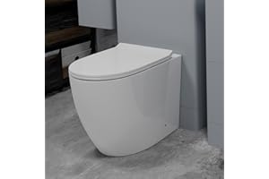 SORRENTO BATHROOMS Rimless Comfort Height Toilets Back to Wall Toilet and Concealed Cistern BTW Bathroom WC Ceramic Pan Soft Close Seat Modern Round Projection Elongated Toilet for Bathrooms