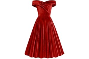 ZEIAYUAS Women Vintage Velvet Banquet Dinner Dress 50s Autumn Winter V-Neck A-line Dress 80s Fancy Dress Pleated Swing Party Dresses Bandeau Evening Dress Ladies Elegant Wedding Guest Gown