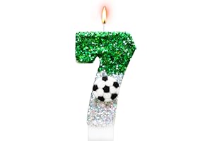 Alaoo Fotboll Födelsedagsljus, 7:e födelsedagstårtljus, med fotboll ljus tårta dekoration av tårta, festdekorationer, lämplig för pojkar och flickor (grön-7)