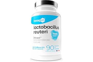 Lactobacillus Reuteri 10 Milliarden KBE/Kapsel - Vollständige 3+ Monate Kur - L-Reuteri - Freshcare™ - 90 DRcaps™ Magensäureresistente Kapseln - Vegan - Hexagon