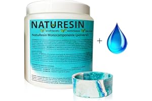 Resin Pro NatuResin - Resina monocomponente 1 Kg - Resina a base de agua mineral - Para la creación de complementos y objetos.