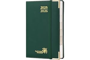 POPRUN Agenda 2025 2026 Giornaliera A5, Planner 12 Mesi 21,5 x 14,5 cm da Ago.2025 a Lug.2026, 1 Giorno 1 Pagina da Lun a Dom, Copertina Rigida, Carta Spessa da 80 GSM, Verde Foresta