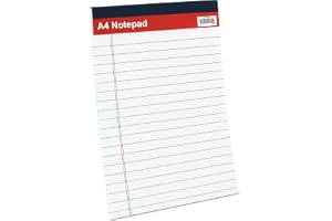 MARKQ A4 Writing Pad 40 Sheets Single Line Ruled Notepad for School, College & Office | Legal-Style Top-Bound Notebook with Smooth White Paper for Daily Writing (White)