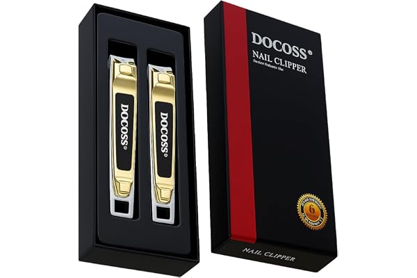 DOCOSS Premium Proffessional Stainless Steel Nail Cutter Set For Men,Women,Adults -Nail Clippers & Trimmers With Filer-Sharp,Smooth Japanese Nailcutter For Adults (Pack Of 2) (Gold)