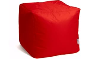 Avalon - Pouf Poggiapiedi CUBO Jive, Puff Poggiapiedi Divano quadrato, Puffo Imbottito in Tessuto Tecnico Resistente e Antistrappo, Comodo e Impermeabile, Made in Italy(45cm-Rosso)