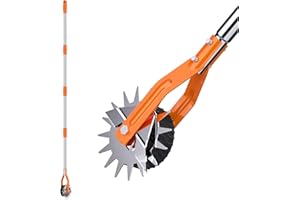 LASTOOLS Wheel Rotary Edger, Sidewalk Manual Lawn Edger, Stainless Steel Handle, Adjustable Height -66.7Inch,Orange