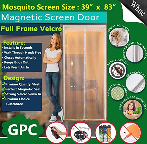 Preisvergleich Produktbild Queen Rose Fliegengitter Insektenschutz Fliegenvorhang mit Magnetstücken und Klettverschluß - gegen Moskito und Einfach Durchgehen für Haustier 90*210cm (99,1 x 210,8 cm Weiß)