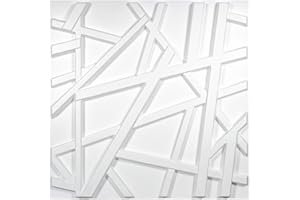 Art3d Lot de 12 Panneau Mural 3D en PVC Couverture Géométrique Lignes Croisées 3m², Blanc Mat