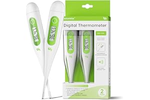 FEMOMETER Digital Thermometer, Oral Thermometer Adults Kids Babies, Accurate Fast Switchable Body Temperature Thermometer, Green, 2 Packs