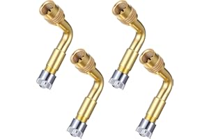 TIESOME 4 extensores de vástago de válvula de 90 grados, adaptador universal de latón para válvula de neumático, extensiones de vástago de metal para automóviles de pasajeros, bicicletas, motocicletas