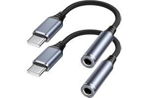 Amzpas Adattatore Jack per Cuffie USB C a 3.5mm, Adattatore Audio USB C a Cavo Dongle Aux per Samsung Galaxy S22 S21 S20 Ultra S20 + Nota 20 10 S10 S9 Plus, Pixel 4 3 2 XL, iPad e altro ancora (2PACK)