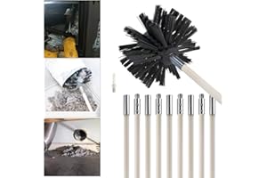 CJHZQYY Chimney Cleaning Brush Kit Chimney Sweep Rods, Duct Vent Cleaning Set with 9 Nylon Flexible Rods 1 Brush Head, Drill Connector Chimney Sweep Kit for Fireplace Dryer Vent Sewage Pipe Fume Hood
