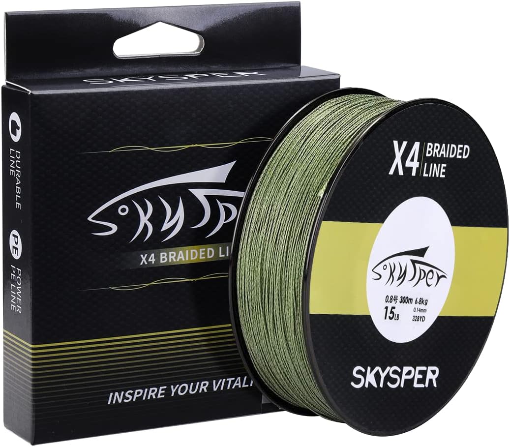 SKYSPER Trenzado de Pescar X4 Trenzado de 4 Hilos 300/500/1000 m PE Sedal Trenzado Super Suave Fuerte de Polietileno Línea de Pesca 15-100LB Profesional Hilo Trenzado para Pesca en mar