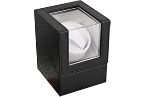 XiaoMuTongABC Automatische Uhrenbeweger Box, luxuriöser Uhrenwender mit leisem Motor für Automatische Uhr, Single PU Leder Uhrenbeweger Kollektor Vitrine Uhrengehäuse, Batteriebetrieb oder Netzteil