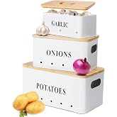 Set De 3 Cajas De Madera Apilables Con Tapa Para Patatas, Cebollas Y Ajos – Organizador Vintage Con Ventilación Para Frutas Y Verduras
