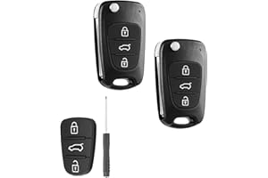 SLshiBo 2 Carcasas Llave Coche 3 Botones Compatible con Hyundai i10 i20 i30 ix20 ix35 y Kia Ceed Soul Sportage Venga – Funda Repuesto Mando con Botón de Recambio, Sin Electrónica