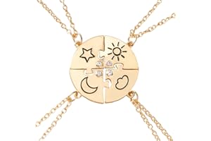 JEYORZY 4pcs Collar BFF collar de amistad, Collares para 4, para la mejor niña regalo de cumpleaños collar con colgante regalo para Niñas Collar Amistad Regalos para Mejores Amigas