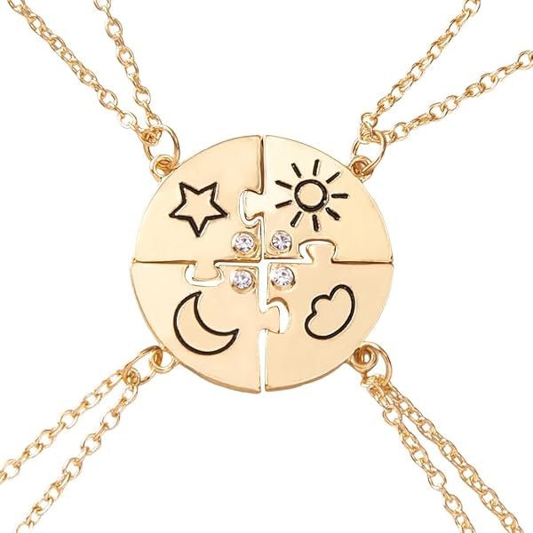 Rainway 4 stuks vriendschapskettingen voor 4 meisjes, beste vriendinnen, BFF-halskettingen, langdurige, gepersonaliseerde en trendy sieradencadeau voor dames, vrouwen, meisjes, afstuderen, verjaardag