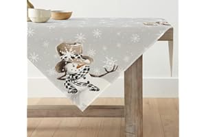 ‎ARTOID MODE Artoid Mode Schneemann Schneeflocken Weihnachten Tischdecke, Saisonnal Tischwäsche Winter Küche Tisch Dekoration Drinnen Urlaub Party Dekor 85x85 cm