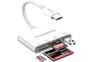 KiWiBiRD Czytnik kart USB C Compact Flash CF, czytnik kart SD Micro SD SDHC typu C do kart pamięci aparatu, kompatybilny z iPhone 17 16 Plus Pro Max MacBook Air Mac iMac, Galaxy S25 S24 Andriod