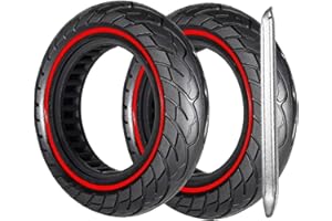 G.V.SHOP® Ruota Piena 10x2.5 (36mm) per Monopattino Elettrico – Pneumatico Solido Anti-Foratura Compatibile con Xiaomi, Ducati, Lexgo, Vivobike S2 60/70-6.5 (Rosso 2pz+leva)