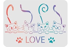 FINGERINSPIRE Stencil a forma di gatto, 29,7 x 21 cm, stencil riutilizzabili con zampa di gatto, stencil per dipingere su legno, pavimento, parete, tessuto