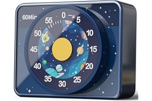 VOCOO Timer Visivo per Bambini per Aula-Conteggio Alla Rovescia Silenzioso di 60 Minuti,Magnete Potente per Aula/Scrivania,Strumento di Gestione del Tempo per Studio,Cucina,Ufficio,Pile Incluse(Blu)